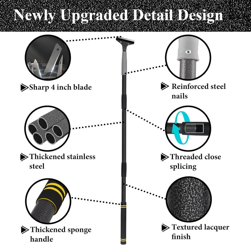 UEGHNS Floor Scraper Long Handle, Heavy duty floor scraper tool 16-63" made of stainless steel stronger with 5PCS extra 4Inch razor blade scraper tool is oil stains rust removal wallpaper cleaning tools. - Image 3